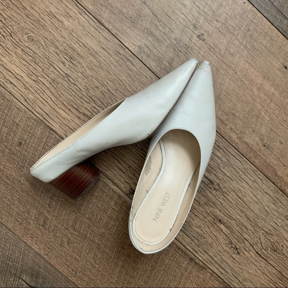 nine west white mules